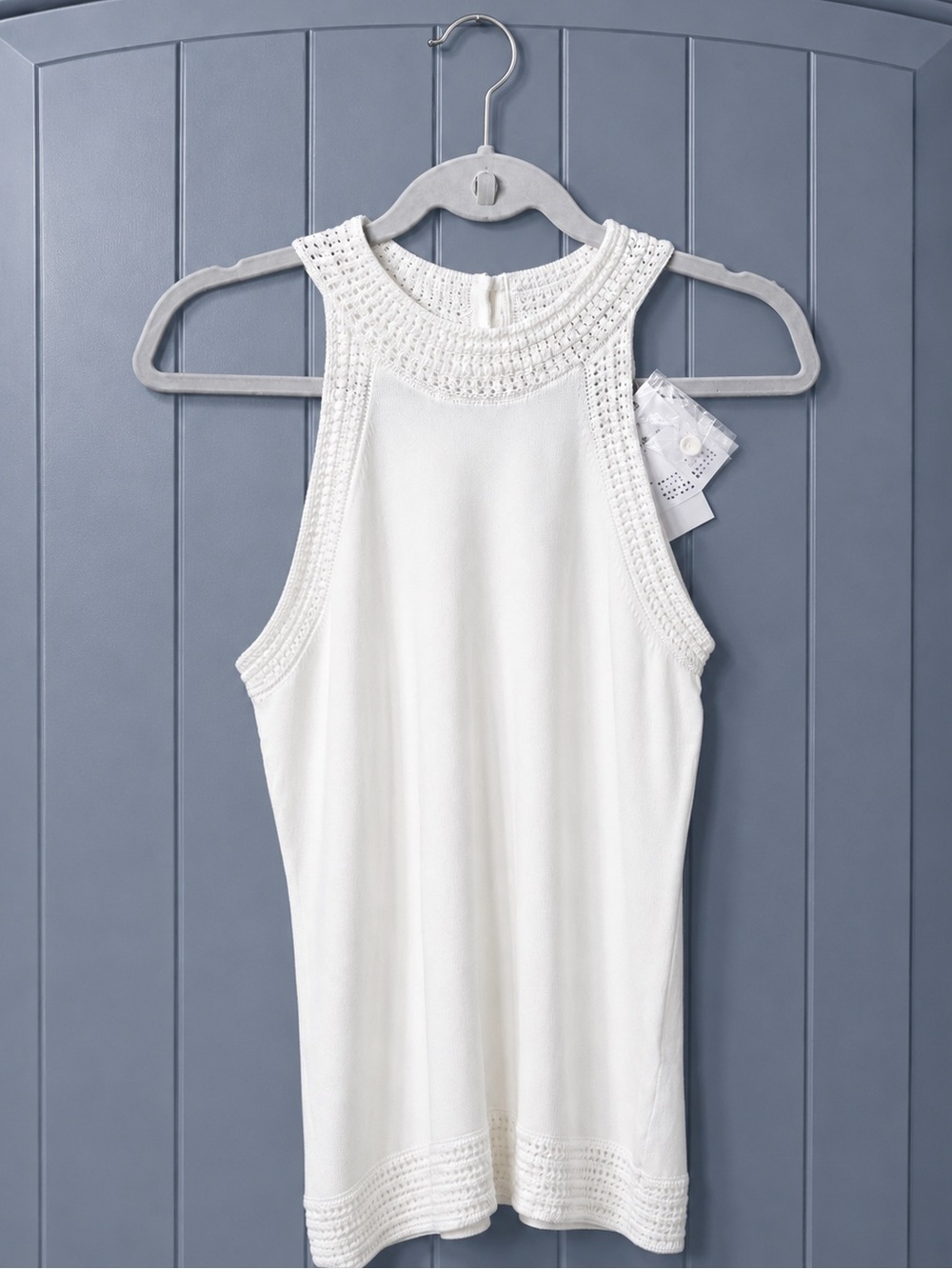 White House Black Market Crochet Halter Top Size S Ecru New